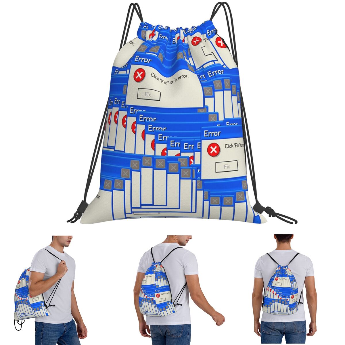 Tile Bag Drawstring - Рюкзаки-мешки с принтом Windows XP, многофункциональные,